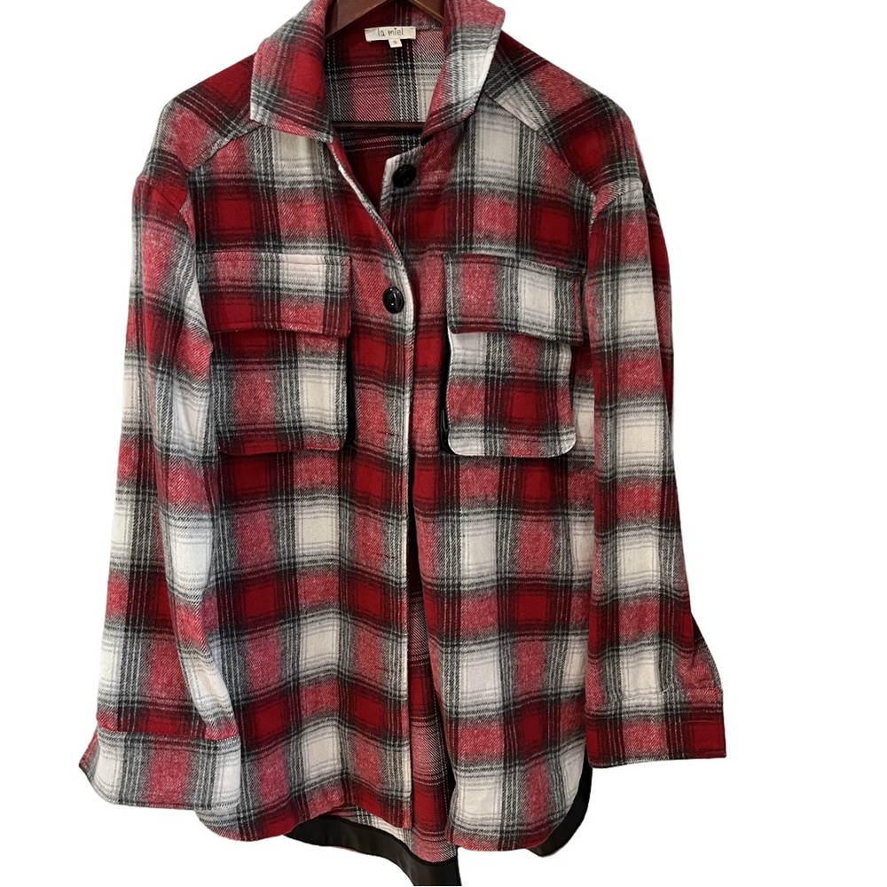 LA MIEL Red and White Utility Jacket